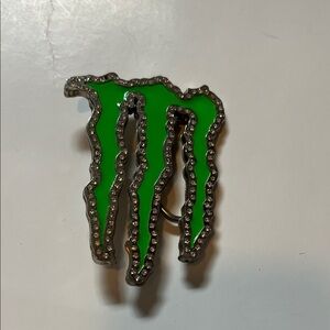 Green Enamel M Belt Buckle with Rhinestones